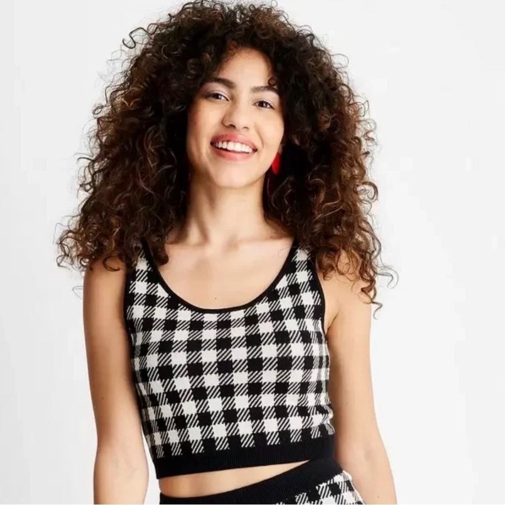 Future collective Women's Gingham Check Scoop Neck Sweater Tank Top size xxl